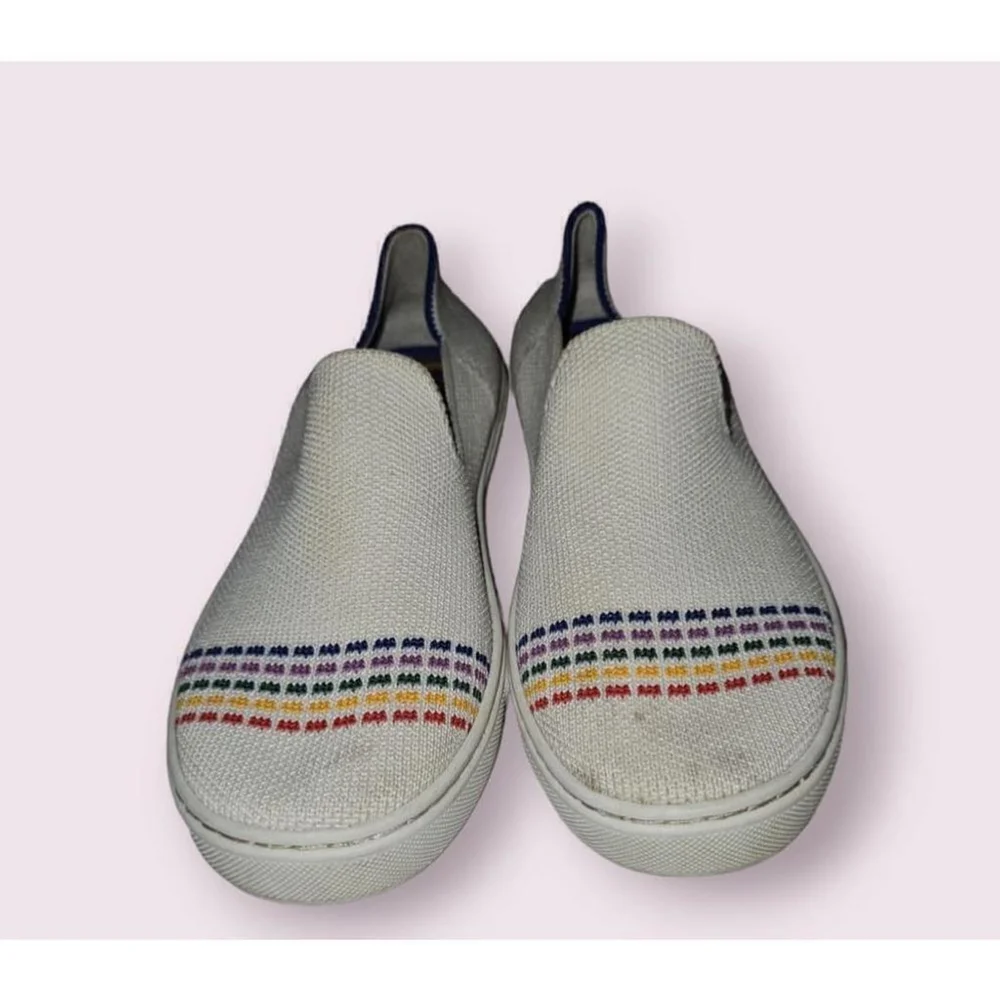 Rothy's Slip On Shoes Girl's Size 1 White Rainbow